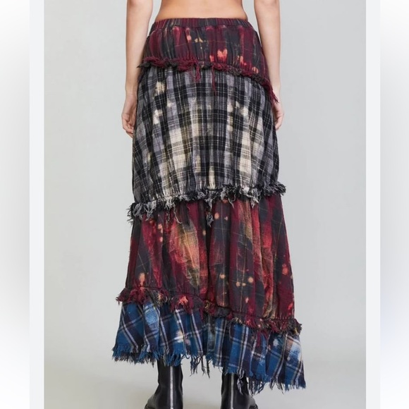 R13 Dresses & Skirts - R13 Pieced Gathered Skirt In Od Red/beige/blue Plaid Size XS